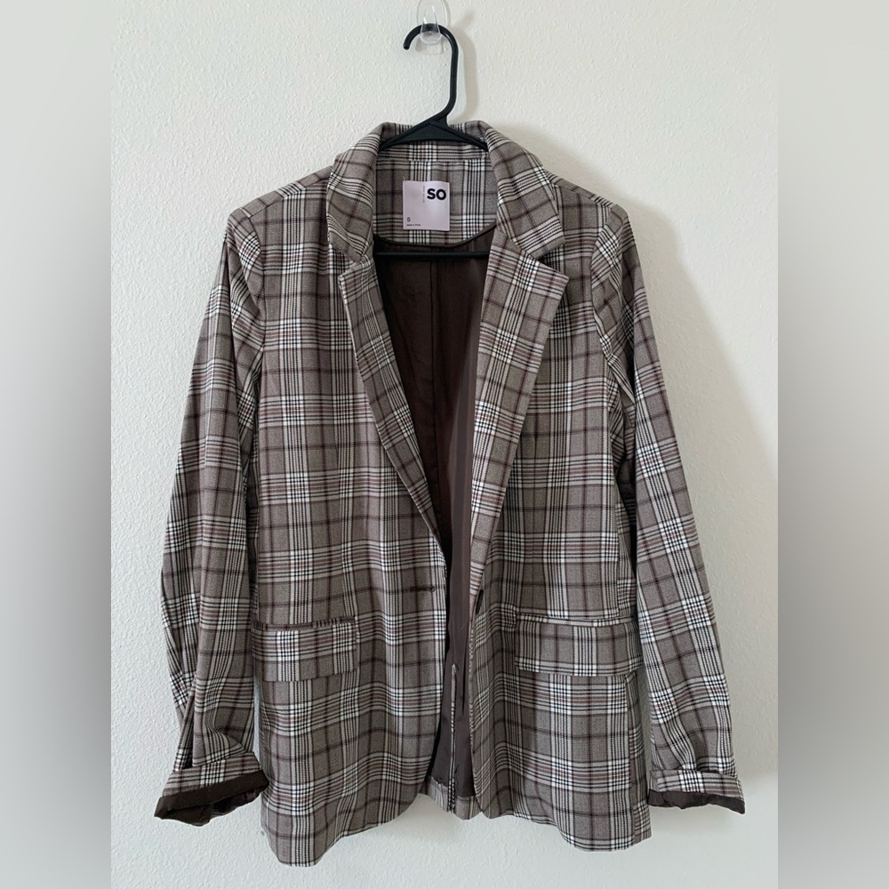SO Brown Plaid Jacket